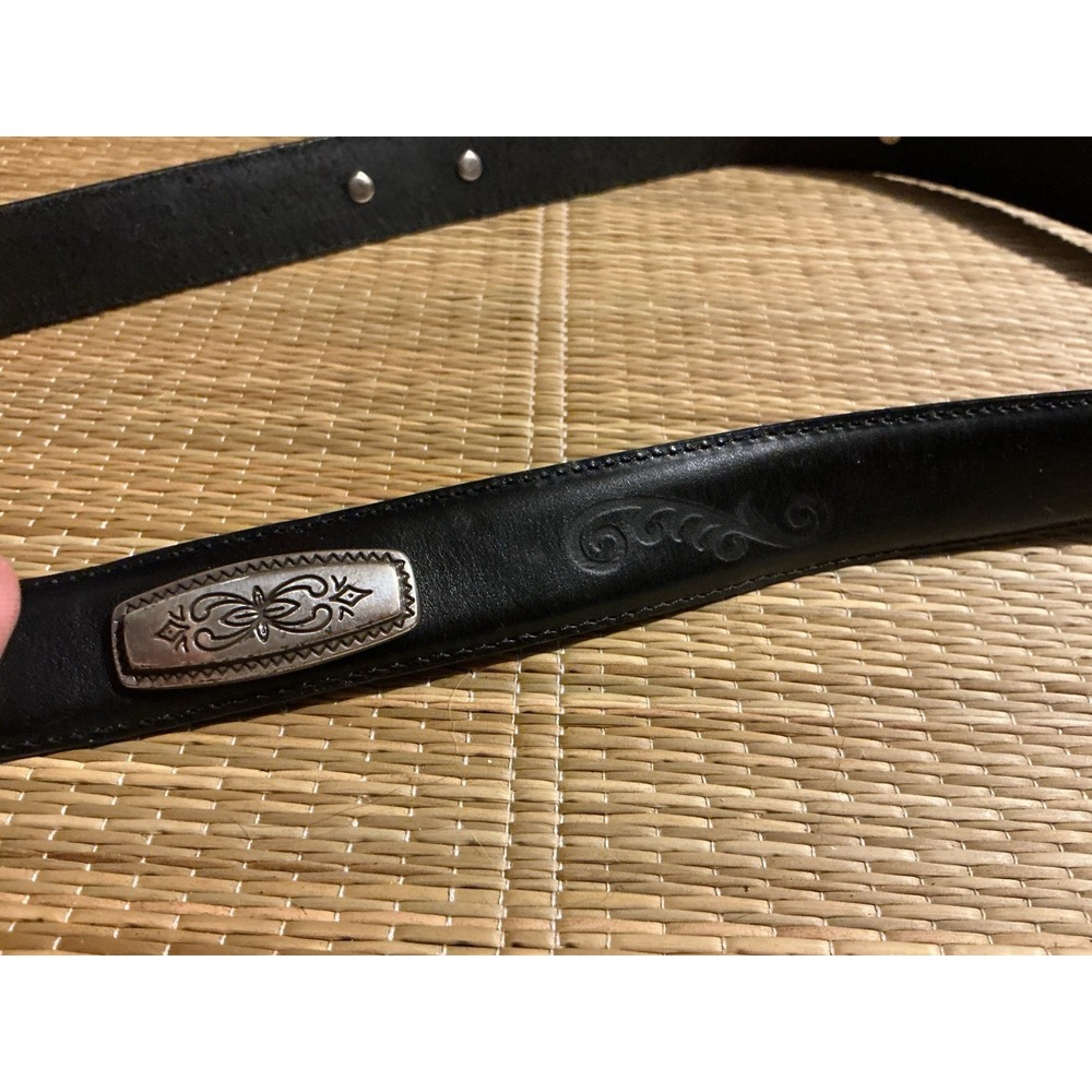 Brighton Belt VINTAGE 1996 Black Rectangular Conch Embossed L 21703 30"-34"